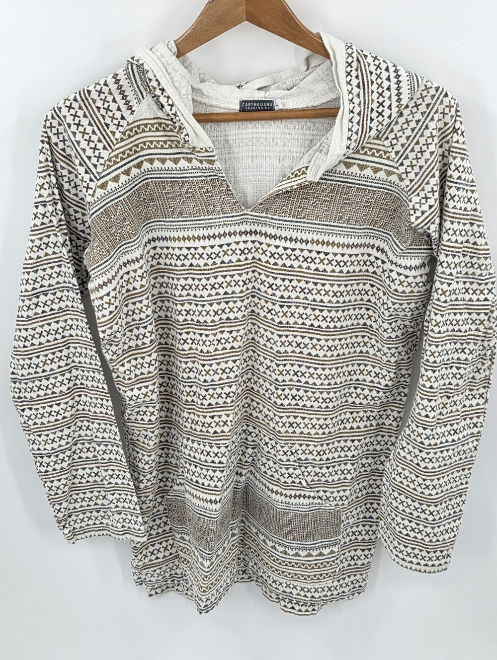 Earthbound Baja Hoodie White Cream Aztec Women's Large L